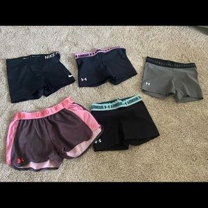 Under Armour and Nike compression shorts
